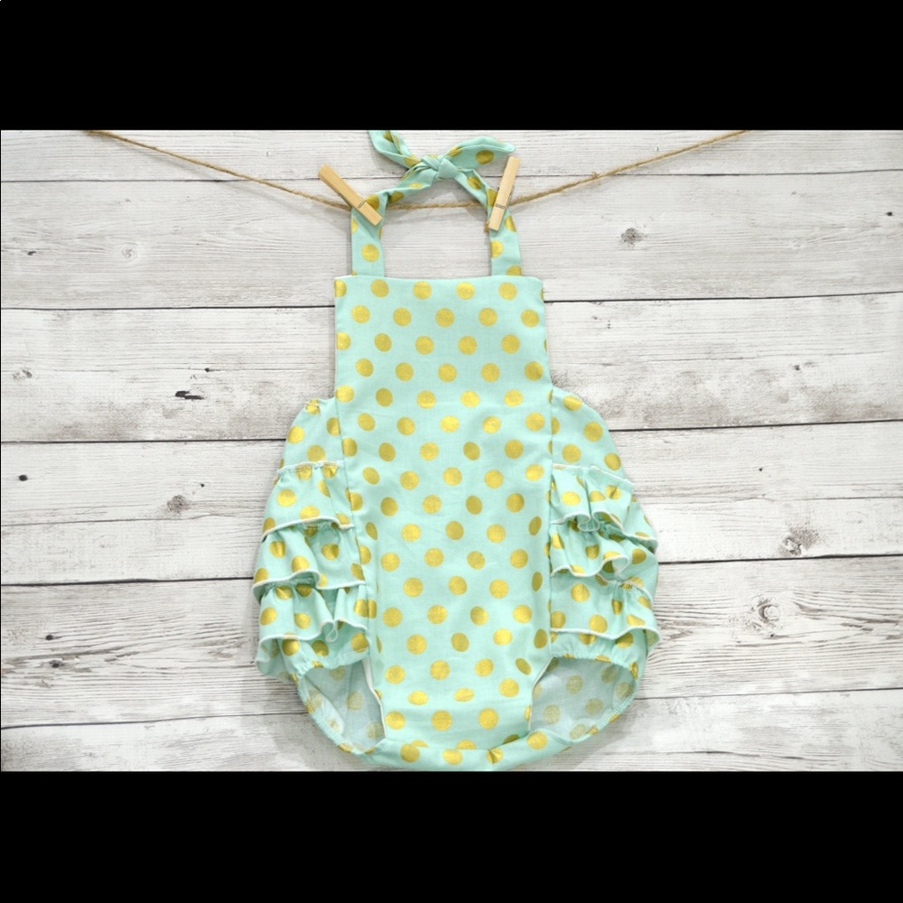 Mint and Gold baby girl Birthday outfit